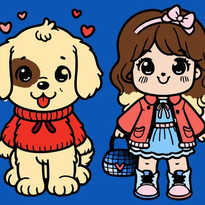 adorable dog and girl