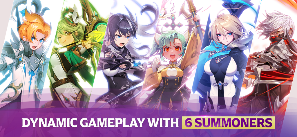 Summoners War: Chronicles - Six anime-style summoner characters from the Summoners War Chronicles game