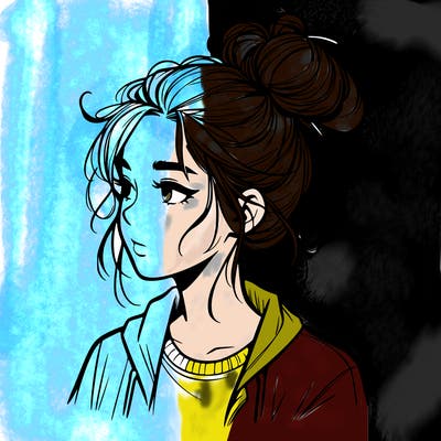 realistic teenage girl with a messy bun