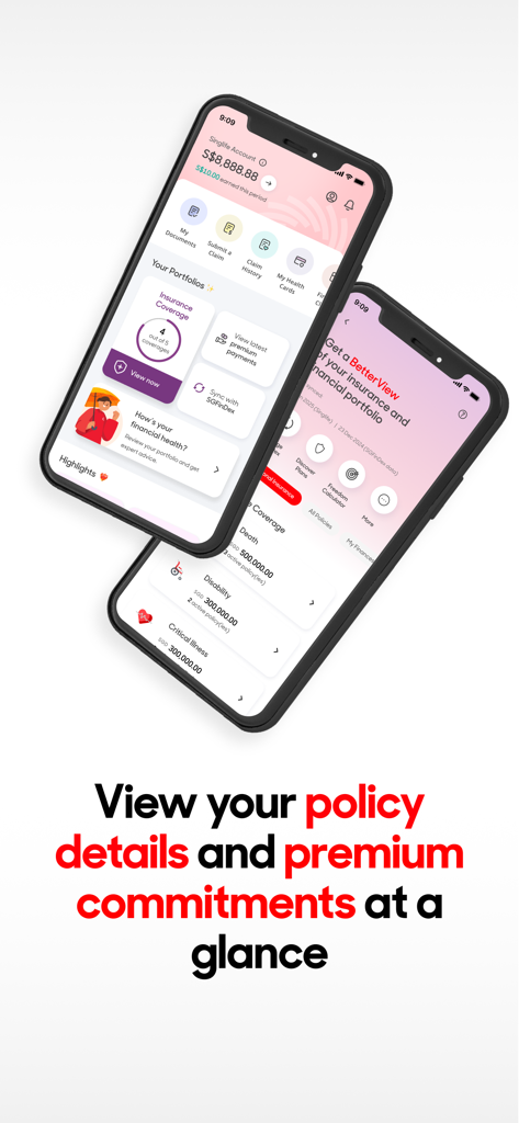 Mobile app dashboard showing insurance coverage and policy details at a glance