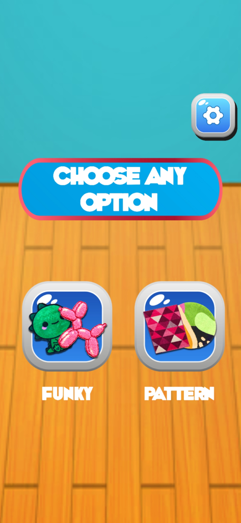 Menu screen showing options to choose between funky and pattern rug designs for cleaning