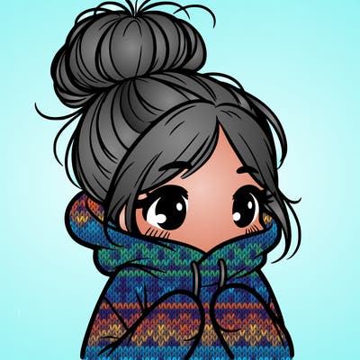 shy girl in big hoodie with messy bun