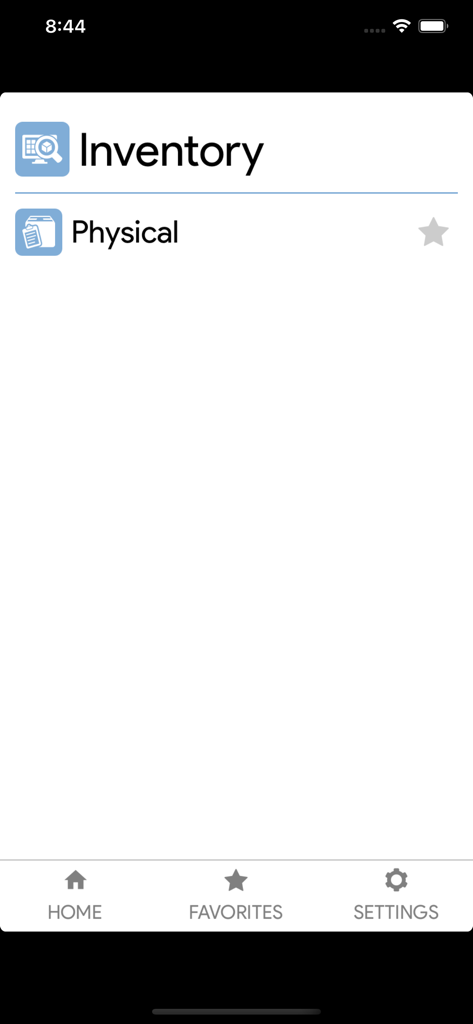 TIMS - TIMS mobile app inventory screen showing physical inventory option