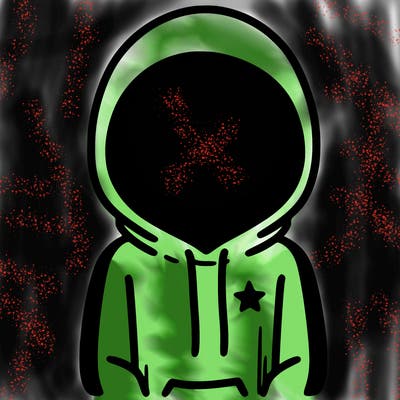 a person with non face waering a hoodie with a small star symbol on the hoodie