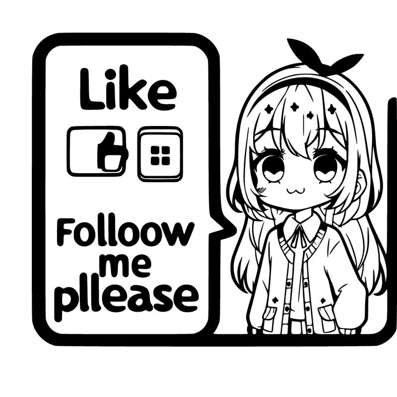 animie girl cute with a sign like me and folow me please thank you