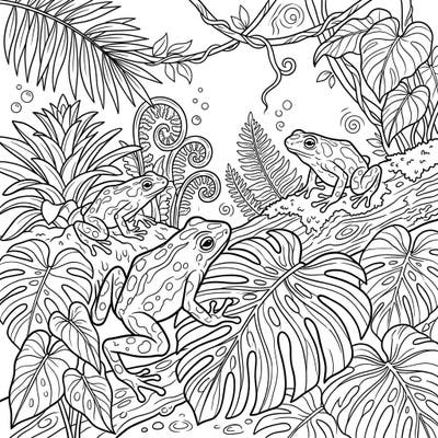 Discover the vibrant world of the rainforest with this captivating Poison Dart Frogs coloring page. Designed with seniors in mind, it features clear, large outlines for a comfortable and engaging creative experience.