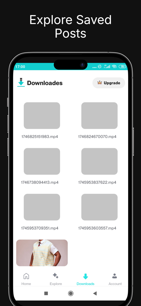 Maxbox - Maxbox app downloads interface showing a list of saved video files.