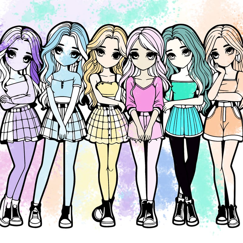 a group of girls realistic