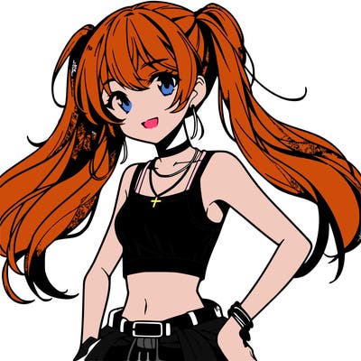 anime girl wearing crop top