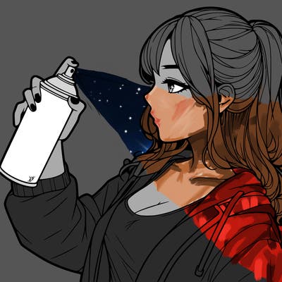 a realistic girl spray, painting