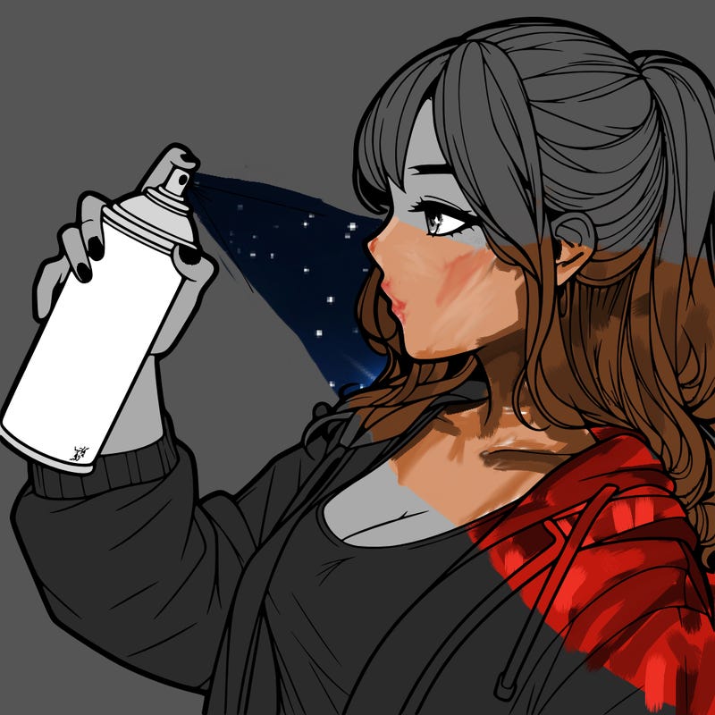 a realistic girl spray, painting