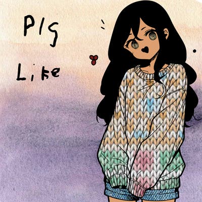 manga teen girl  in a sweater and baggy pants