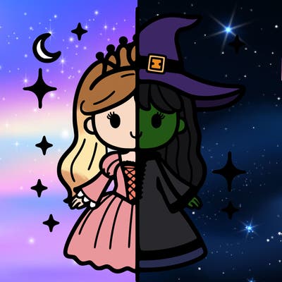 split princess and witch