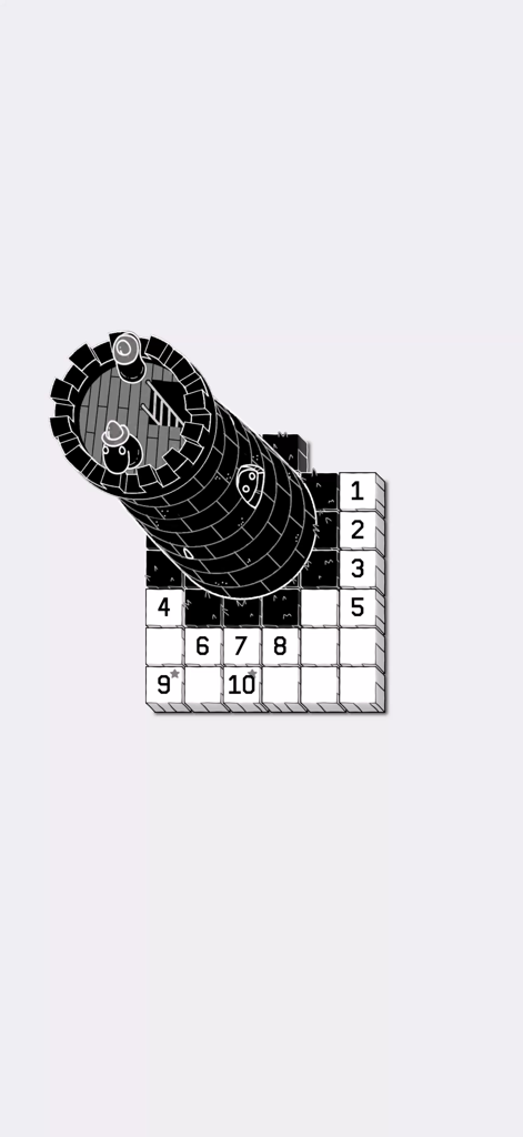 LOK Digital - Torre minimalista dibujada a mano sobre una cuadrícula de casillas numeradas en LOK Digital