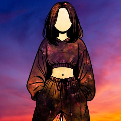 realistic girl faceless with baggy pants and a crop top