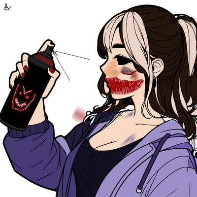 a realistic girl spray, painting