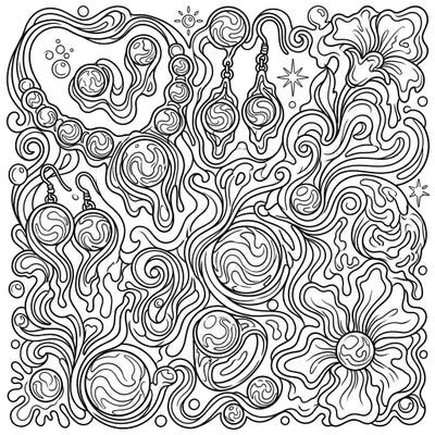Explore a mesmerizing world where classic elegance meets mind-bending art with this psychedelic pearl jewelry coloring page. Lose yourself in swirling patterns and distorted forms, creating a truly unique masterpiece.