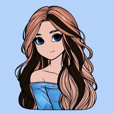 realistic girl with long hair