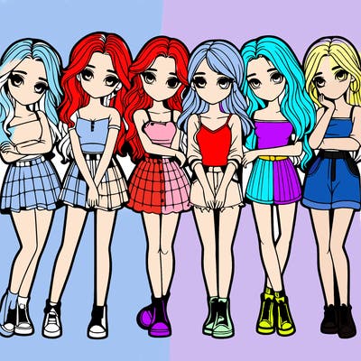 a group of girls realistic