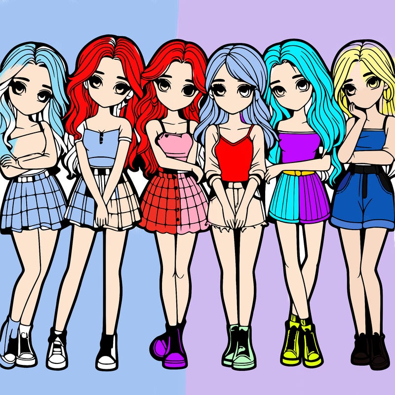 a group of girls realistic