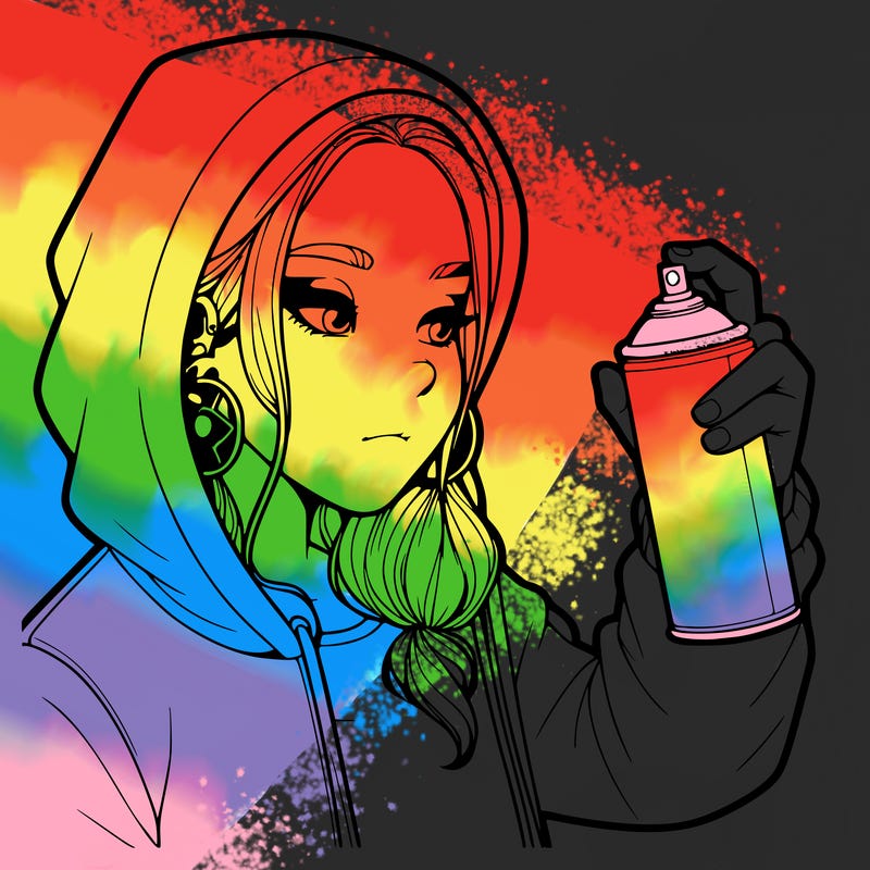 a realistic girl, spray painting