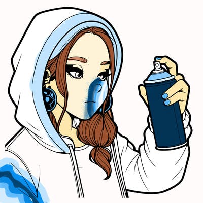 a realistic girl, spray painting