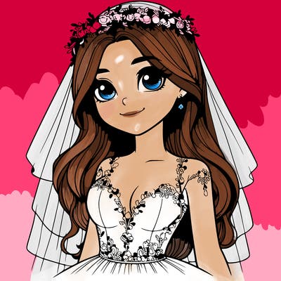 realistic girl in a wedding dress
