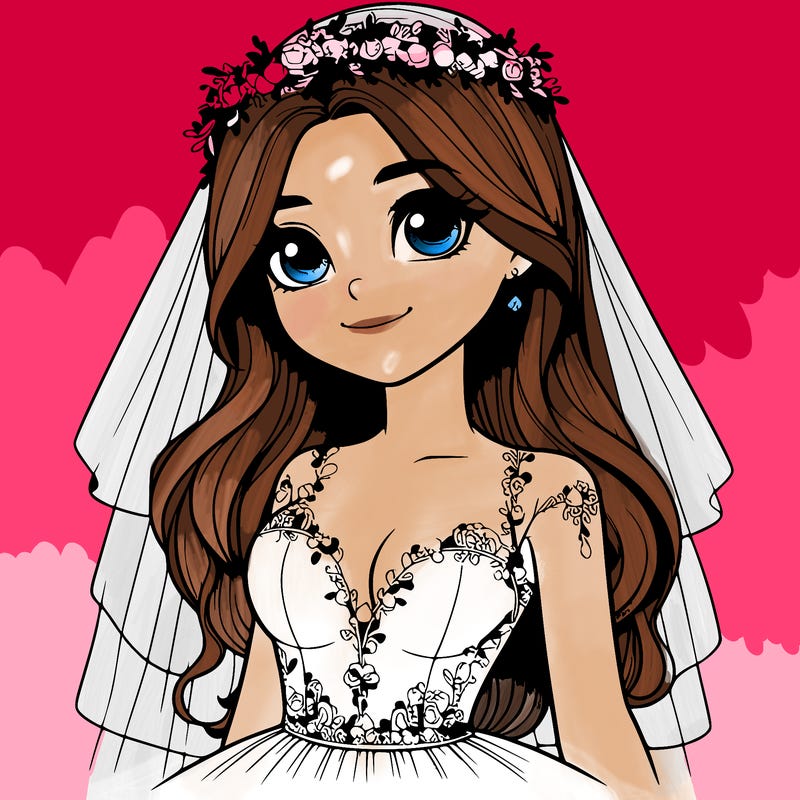 realistic girl in a wedding dress