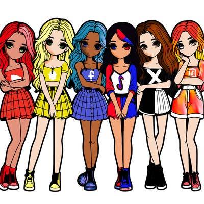 a group of girls realistic