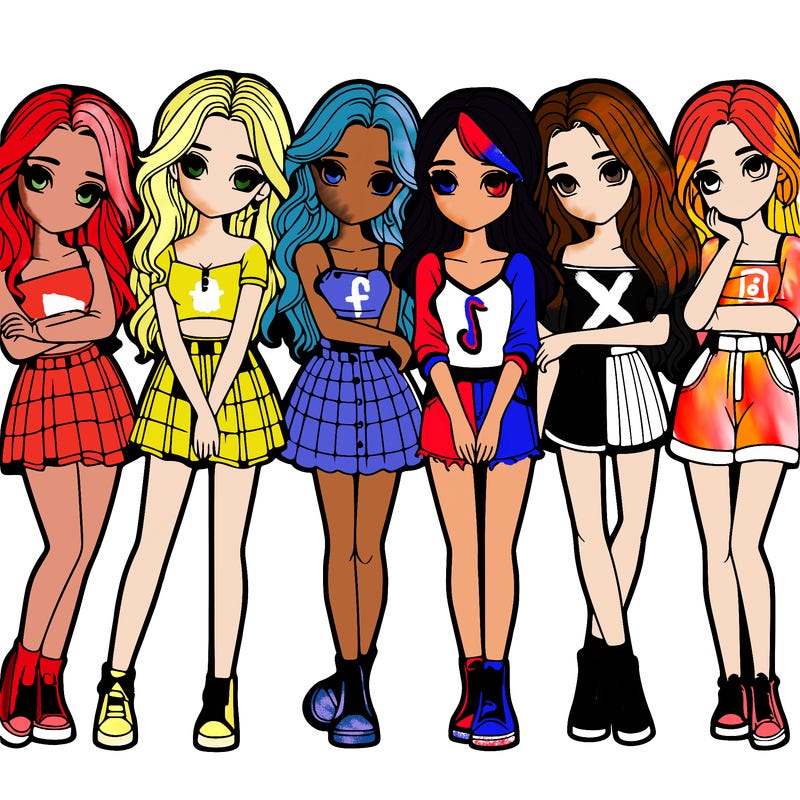 a group of girls realistic