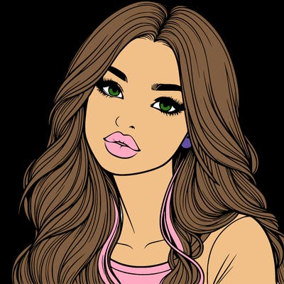 realistic girl with hair on her hair and lips