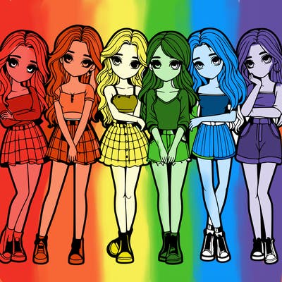 a group of girls realistic