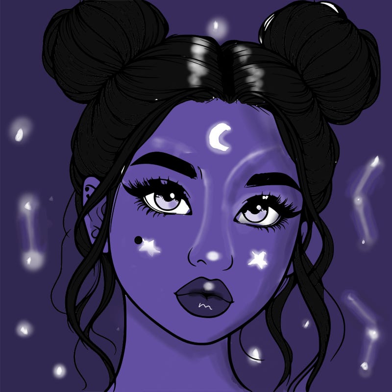 realistic girl with two buns on her hair and lips