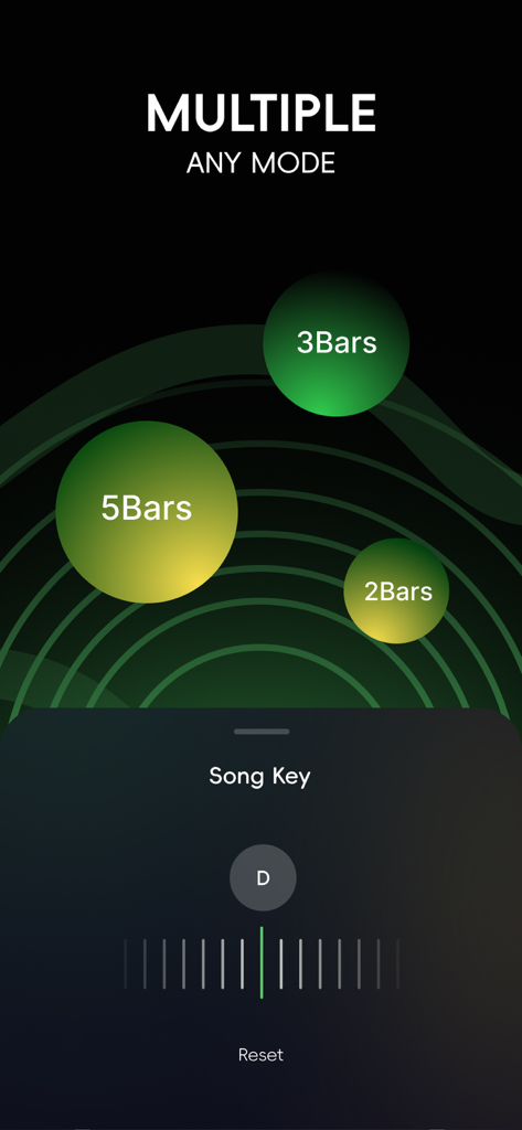 Interface of the Voice Remover app showing song key adjustment and bar selection options