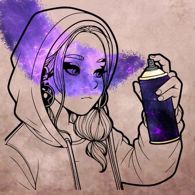 a realistic girl, spray painting