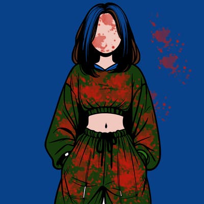 realistic girl faceless with baggy pants and a crop top