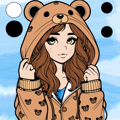 realistic girl in a animal pjs hoodie