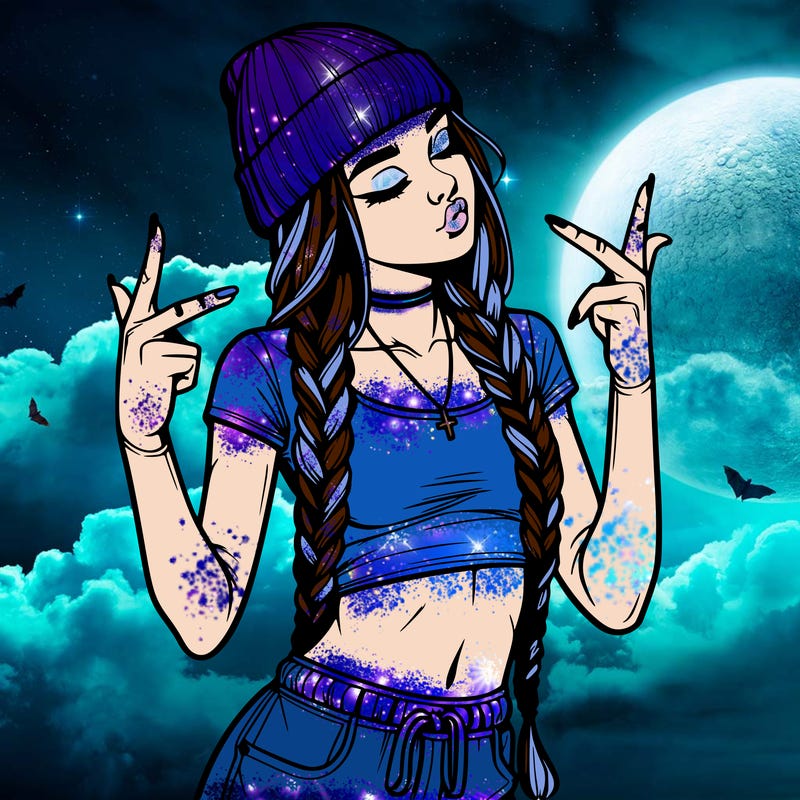 realistic teenage girl with braids and a beanie and crop top doing 🫶🏼