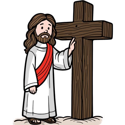 jesus standing beside the cross