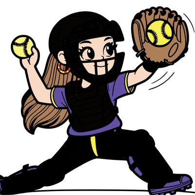 a softball girl catcher receiving a pitch