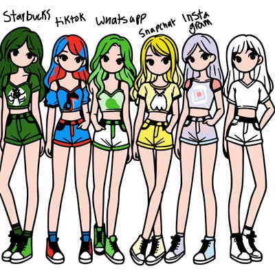 a group of girls wearing crop tops and shorts