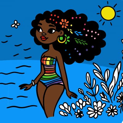 african woman in a swimsuit