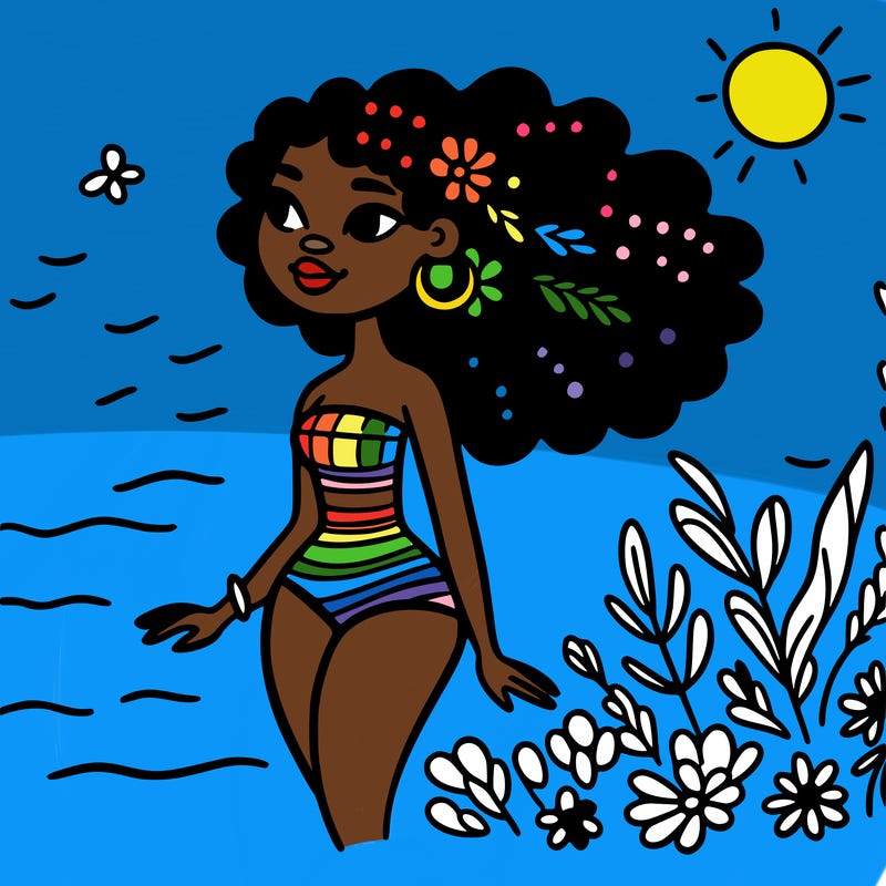 african woman in a swimsuit