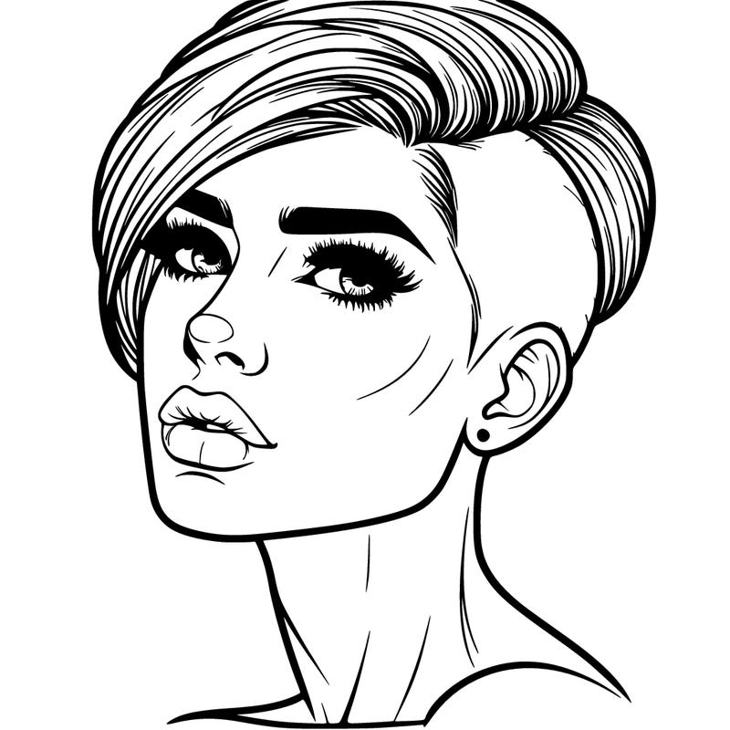 realistic woman with undercut