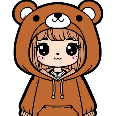 girl wearing bear hoodie