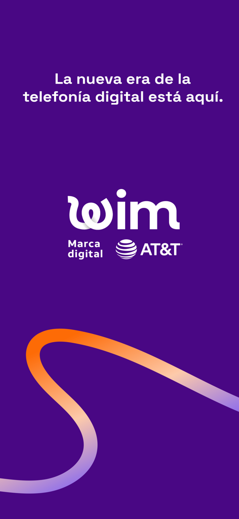 Somos wim app splash screen with AT&T branding on a purple background