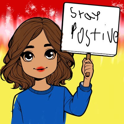 realistic girl holding up a sign