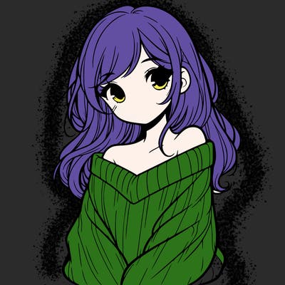 shy pretty girl wearing a sweater that is falling off one shoulder portrait