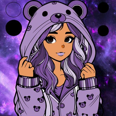 realistic girl in a animal pjs hoodie