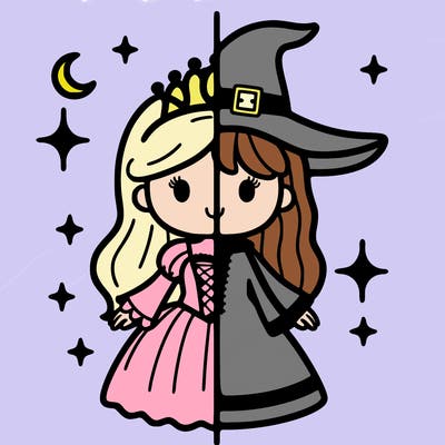 split princess and witch